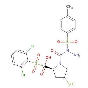 391673-84-0  L-Proline, 1-[(2,6-dichlorophenyl)sulfonyl]-4-mercapto-,2-[(4-methylphenyl)sulfonyl]hydrazide, (4R)-
