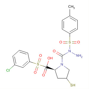 391673-89-5  L-Proline, 1-[(3-chlorophenyl)sulfonyl]-4-mercapto-,2-[(4-methylphenyl)sulfonyl]hydrazide, (4R)-