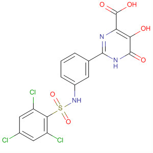 391680-78-7  4-Pyrimidinecarboxylic acid,1,6-dihydro-5-hydroxy-6-oxo-2-[3-[[(2,4,6-trichlorophenyl)sulfonyl]amino]phenyl]-