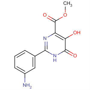 391680-89-0  4-Pyrimidinecarboxylic acid,2-(3-aminophenyl)-1,6-dihydro-5-hydroxy-6-oxo-, methyl ester 391680-89-0  4-Pyrimidinecarboxylic acid,2-(3-aminophenyl)-1,6-dihydro-5-hydroxy-6-oxo-, methyl ester