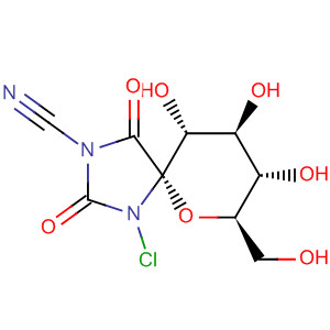 391871-26-4  6-Oxa-1,3-diazaspiro[4.5]decane-3-carbonitrile,1-chloro-8,9,10-trihydroxy-7-(hydroxymethyl)-2,4-dioxo-,(5S,7R,8S,9S,10R)-