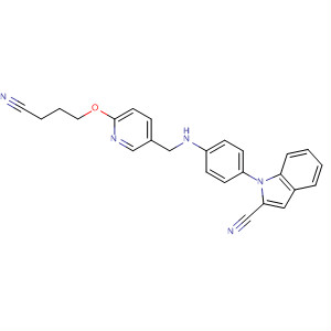 391913-84-1  1H-Indole-2-carbonitrile,1-[4-[[[6-(3-cyanopropoxy)-3-pyridinyl]methyl]amino]phenyl]-