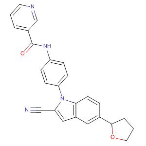 391914-21-9  3-Pyridinecarboxamide,N-[4-[2-cyano-5-(tetrahydro-2-furanyl)-1H-indol-1-yl]phenyl]-