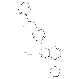 391914-22-0  3-Pyridinecarboxamide,N-[4-[2-cyano-4-(tetrahydro-3-furanyl)-1H-indol-1-yl]phenyl]-