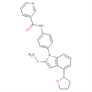 391914-25-3  3-Pyridinecarboxamide,N-[4-[2-(methylthio)-4-(tetrahydro-2-furanyl)-1H-indol-1-yl]phenyl]-