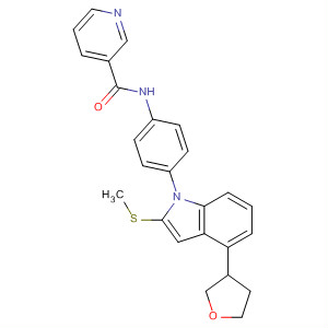 391914-28-6  3-Pyridinecarboxamide,N-[4-[2-(methylthio)-4-(tetrahydro-3-furanyl)-1H-indol-1-yl]phenyl]-