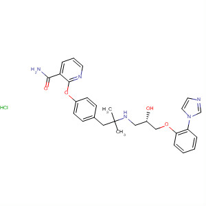 391920-94-8  3-Pyridinecarboxamide,2-[4-[2-[[(2S)-2-hydroxy-3-[2-(1H-imidazol-1-yl)phenoxy]propyl]amino]-2-methylpropyl]phenoxy]-, monohydrochloride