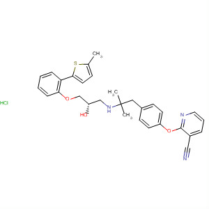 391925-69-2  3-Pyridinecarbonitrile,2-[4-[2-[[(2S)-2-hydroxy-3-[2-(5-methyl-2-thienyl)phenoxy]propyl]amino]-2-methylpropyl]phenoxy]-, monohydrochloride