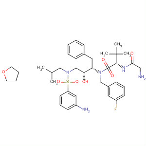 391935-97-0  L-Valinamide,N-[(3-fluorophenyl)methyl]glycyl-N-[(1S,2R)-3-[[(3-aminophenyl)sulfonyl](2-methylpropyl)amino]-2-hydroxy-1-(phenylmethyl)propyl]-3-methyl-,compd. with tetrahydrofuran (1:1)