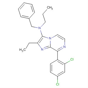 391954-16-8  Imidazo[1,2-a]pyrazin-3-amine,8-(2,4-dichlorophenyl)-2-ethyl-N-(phenylmethyl)-N-propyl-