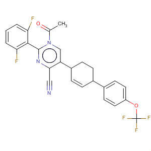 392255-96-8  4-Pyrimidinecarbonitrile,1-acetyl-2-(2,6-difluorophenyl)-1,4,5,6-tetrahydro-5-[4'-(trifluoromethoxy)[1,1'-biphenyl]-4-yl]-