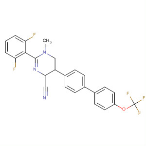 392256-12-1  4-Pyrimidinecarbonitrile,2-(2,6-difluorophenyl)-1,4,5,6-tetrahydro-1-methyl-5-[4'-(trifluoromethoxy)[1,1'-biphenyl]-4-yl]-
