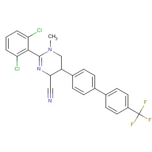 392257-87-3  4-Pyrimidinecarbonitrile,2-(2,6-dichlorophenyl)-1,4,5,6-tetrahydro-1-methyl-5-[4'-(trifluoromethyl)[1,1'-biphenyl]-4-yl]-