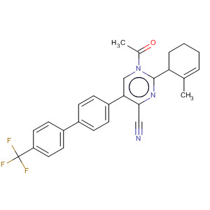 392258-77-4  4-Pyrimidinecarbonitrile,1-acetyl-1,4,5,6-tetrahydro-2-(2-methylphenyl)-5-[4'-(trifluoromethyl)[1,1'-biphenyl]-4-yl]-