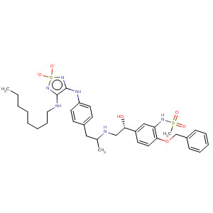 392332-86-4  Methanesulfonamide,N-[5-[(1R)-1-hydroxy-2-[[1-methyl-2-[4-[[4-(octylamino)-1,1-dioxido-1,2,5-thiadiazol-3-yl]amino]phenyl]ethyl]amino]ethyl]-2-(phenylmethoxy)phenyl]-