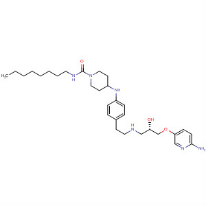392645-49-7  1-Piperidinecarboxamide,4-[[4-[2-[[(2S)-3-[(6-amino-3-pyridinyl)oxy]-2-hydroxypropyl]amino]ethyl]phenyl]amino]-N-octyl-