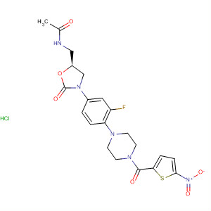 392659-52-8  Acetamide,N-[[(5S)-3-[3-fluoro-4-[4-[(5-nitro-2-thienyl)carbonyl]-1-piperazinyl]phenyl]-2-oxo-5-oxazolidinyl]methyl]-, monohydrochloride