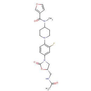 392659-68-6  3-Furancarboxamide,N-[1-[4-[(5S)-5-[(acetylamino)methyl]-2-oxo-3-oxazolidinyl]-2-fluorophenyl]-4-piperidinyl]-N-methyl-