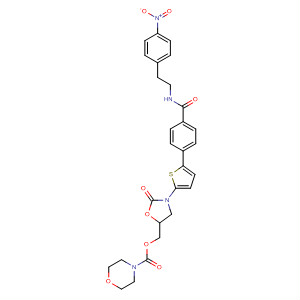 393086-33-4  4-Morpholinecarboxylic acid,[3-[5-[4-[[[2-(4-nitrophenyl)ethyl]amino]carbonyl]phenyl]-2-thienyl]-2-oxo-5-oxazolidinyl]methyl ester