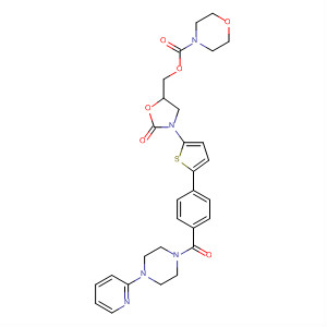 393086-37-8  4-Morpholinecarboxylic acid,[2-oxo-3-[5-[4-[[4-(2-pyridinyl)-1-piperazinyl]carbonyl]phenyl]-2-thienyl]-5-oxazolidinyl]methyl ester