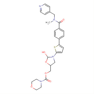 393086-39-0  4-Morpholinecarboxylic acid,[3-[5-[4-[[methyl(4-pyridinylmethyl)amino]carbonyl]phenyl]-2-thienyl]-2-oxo-5-oxazolidinyl]methyl ester
