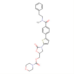 393086-49-2  4-Morpholinecarboxylic acid,[3-[5-[4-[[methyl(2-phenylethyl)amino]carbonyl]phenyl]-2-thienyl]-2-oxo-5-oxazolidinyl]methyl ester