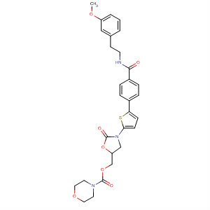 393086-52-7  4-Morpholinecarboxylic acid,[3-[5-[4-[[[2-(3-methoxyphenyl)ethyl]amino]carbonyl]phenyl]-2-thienyl]-2-oxo-5-oxazolidinyl]methyl ester
