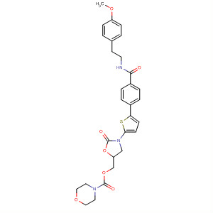 393086-54-9  4-Morpholinecarboxylic acid,[3-[5-[4-[[[2-(4-methoxyphenyl)ethyl]amino]carbonyl]phenyl]-2-thienyl]-2-oxo-5-oxazolidinyl]methyl ester