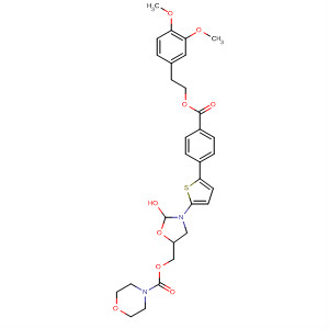393086-67-4  4-Morpholinecarboxylic acid,[3-[5-[4-[[2-(3,4-dimethoxyphenyl)ethoxy]carbonyl]phenyl]-2-thienyl]-2-oxo-5-oxazolidinyl]methyl ester
