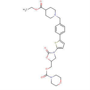 393086-92-5  4-Morpholinecarboxylic acid,[3-[5-[4-[[4-(ethoxycarbonyl)-1-piperidinyl]methyl]phenyl]-2-thienyl]-2-oxo-5-oxazolidinyl]methyl ester