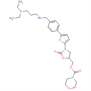 393086-98-1  4-Morpholinecarboxylic acid,[3-[5-[4-[[[2-(diethylamino)ethyl]methylamino]methyl]phenyl]-2-thienyl]-2-oxo-5-oxazolidinyl]methyl ester