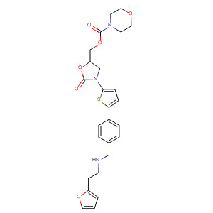 393087-00-8  4-Morpholinecarboxylic acid,[3-[5-[4-[[(2-furanylmethyl)methylamino]methyl]phenyl]-2-thienyl]-2-oxo-5-oxazolidinyl]methyl ester
