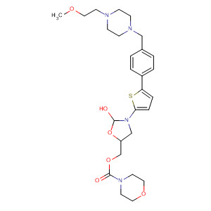 393087-06-4  4-Morpholinecarboxylic acid,[3-[5-[4-[[4-(2-methoxyethyl)-1-piperazinyl]methyl]phenyl]-2-thienyl]-2-oxo-5-oxazolidinyl]methyl ester