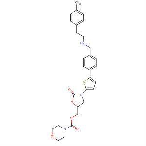 393087-09-7  4-Morpholinecarboxylic acid,[3-[5-[4-[[[2-(4-methylphenyl)ethyl]amino]methyl]phenyl]-2-thienyl]-2-oxo-5-oxazolidinyl]methyl ester