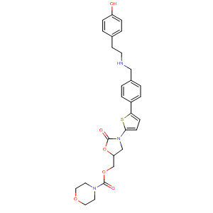 393087-11-1  4-Morpholinecarboxylic acid,[3-[5-[4-[[[2-(4-hydroxyphenyl)ethyl]amino]methyl]phenyl]-2-thienyl]-2-oxo-5-oxazolidinyl]methyl ester