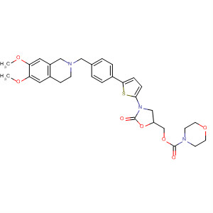 393087-24-6  4-Morpholinecarboxylic acid,[3-[5-[4-[(3,4-dihydro-6,7-dimethoxy-2(1H)-isoquinolinyl)methyl]phenyl]-2-thienyl]-2-oxo-5-oxazolidinyl]methyl ester