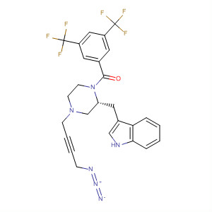 393102-12-0  Piperazine,4-(4-azido-2-butynyl)-1-[3,5-bis(trifluoromethyl)benzoyl]-2-(1H-indol-3-ylmethyl)-, (2R)-