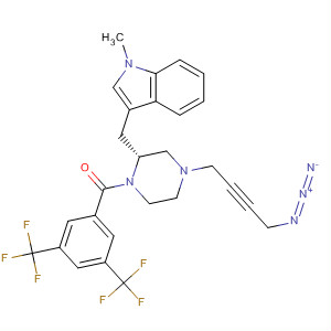 393102-19-7  Piperazine,4-(4-azido-2-butynyl)-1-[3,5-bis(trifluoromethyl)benzoyl]-2-[(1-methyl-1H-indol-3-yl)methyl]-, (2R)-
