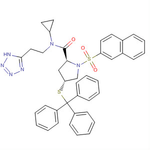393154-48-8  2-Pyrrolidinecarboxamide,N-cyclopropyl-1-(2-naphthalenylsulfonyl)-N-[2-(1H-tetrazol-5-yl)ethyl]-4-[(triphenylmethyl)thio]-, (2S,4R)-