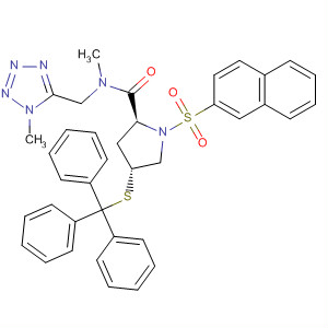 393154-54-6  2-Pyrrolidinecarboxamide,N-methyl-N-[(1-methyl-1H-tetrazol-5-yl)methyl]-1-(2-naphthalenylsulfonyl)-4-[(triphenylmethyl)thio]-, (2S,4R)-