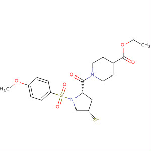 393156-81-5  4-Piperidinecarboxylic acid,1-[[(2S,4S)-4-mercapto-1-[(4-methoxyphenyl)sulfonyl]-2-pyrrolidinyl]carbonyl]-, ethyl ester