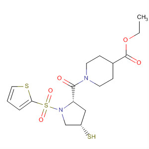 393156-83-7  4-Piperidinecarboxylic acid,1-[[(2S,4S)-4-mercapto-1-(2-thienylsulfonyl)-2-pyrrolidinyl]carbonyl]-,ethyl ester