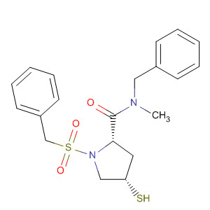 393158-83-3  2-Pyrrolidinecarboxamide,4-mercapto-N-methyl-N-(phenylmethyl)-1-[(phenylmethyl)sulfonyl]-,(2S,4S)-