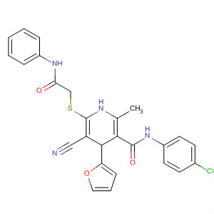 380325-25-7  3-Pyridinecarboxamide,N-(4-chlorophenyl)-5-cyano-4-(2-furanyl)-1,4-dihydro-2-methyl-6-[[2-oxo-2-(phenylamino)ethyl]thio]-