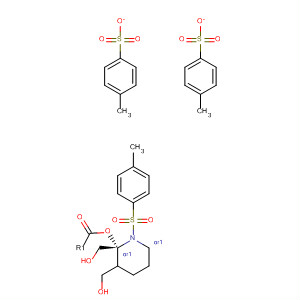 381223-76-3  2,6-Piperidinedimethanol, 1-[(4-methylphenyl)sulfonyl]-,bis(4-methylbenzenesulfonate) (ester), (2R,6S)-rel-