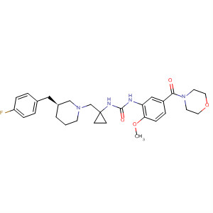 383430-06-6  Morpholine,4-[3-[[[[1-[[(3S)-3-[(4-fluorophenyl)methyl]-1-piperidinyl]methyl]cyclopropyl]amino]carbonyl]amino]-4-methoxybenzoyl]-