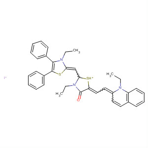 38395-32-3  Thiazolium,3-ethyl-2-[(3-ethyl-4,5-diphenyl-2(3H)-thiazolylidene)methyl]-5-[(1-ethyl-2(1H)-quinolinylidene)ethylidene]-4,5-dihydro-4-oxo-, iodide