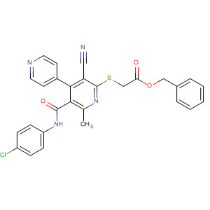 384858-31-5  Acetic acid,[[5-[[(4-chlorophenyl)amino]carbonyl]-3-cyano-6-methyl[4,4'-bipyridin]-2-yl]thio]-, phenylmethyl ester