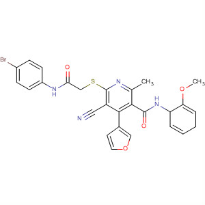 384858-41-7  3-Pyridinecarboxamide,6-[[2-[(4-bromophenyl)amino]-2-oxoethyl]thio]-5-cyano-4-(3-furanyl)-1,4-dihydro-N-(2-methoxyphenyl)-2-methyl-