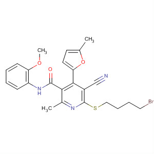 384858-55-3  3-Pyridinecarboxamide,6-[(4-bromobutyl)thio]-5-cyano-N-(2-methoxyphenyl)-2-methyl-4-(5-methyl-2-furanyl)-